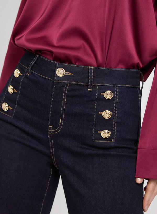 Laura Embossed Button Detail Jeans