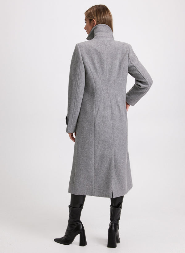 Laura Embossed Button Wool-Blend Coat