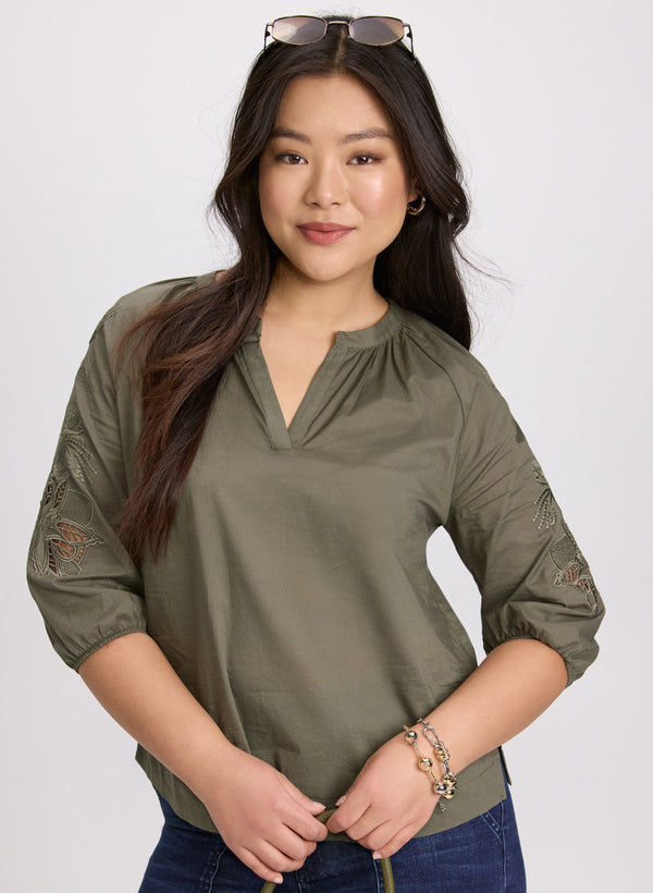 Laura Embroidered 3/4 Sleeve Blouse