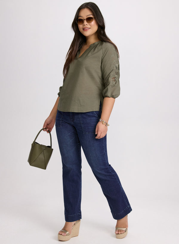 Laura Embroidered 3/4 Sleeve Blouse