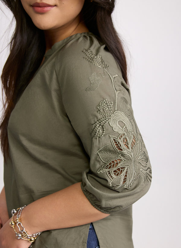 Laura Embroidered 3/4 Sleeve Blouse