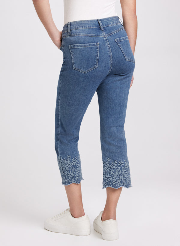 Laura Embroidered Capri Jeans