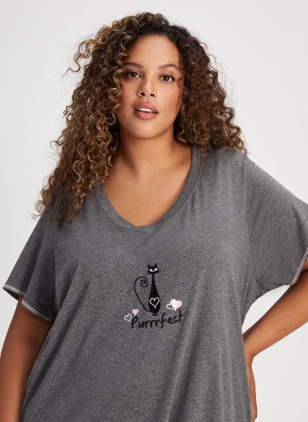 Laura Embroidered Graphic Nightshirt