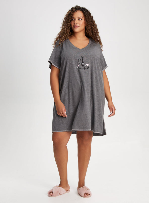 laura Embroidered Graphic Nightshirt