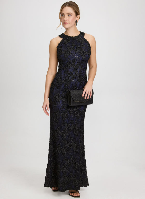 laura Embroidered Halter Neck Dress