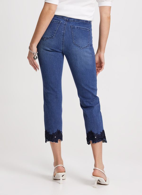 Laura Embroidered Hem Straight Leg Jeans
