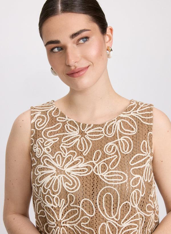 Laura Embroidered Open Knit Top