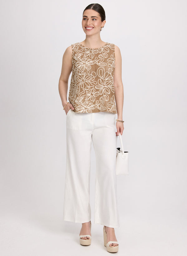 Laura Embroidered Open Knit Top