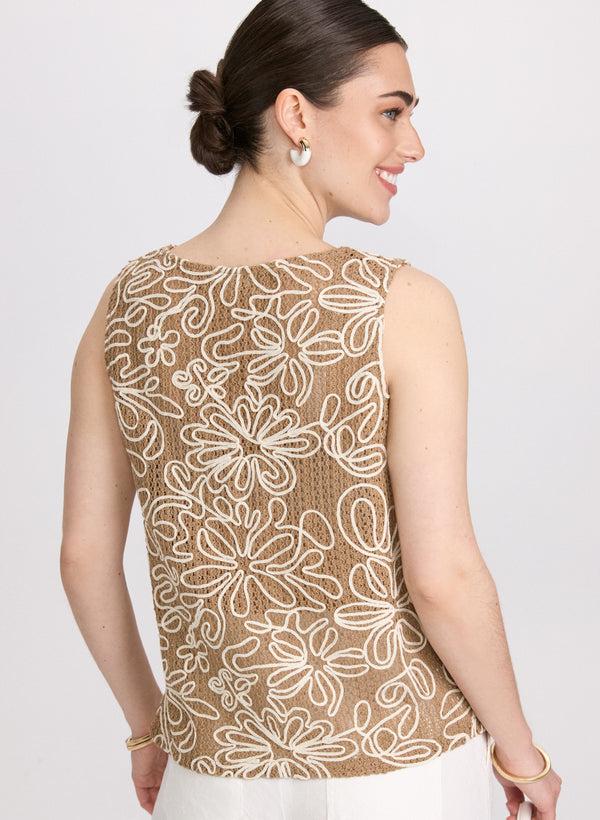 Laura Embroidered Open Knit Top