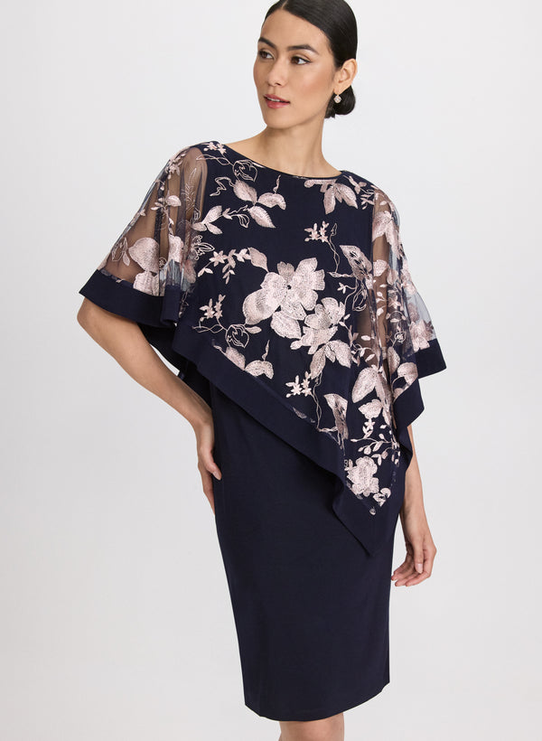 laura Embroidered Poncho & Jersey Dress