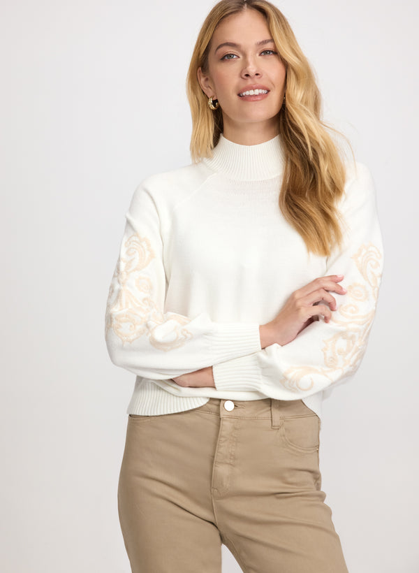 Laura Embroidered Sleeve Sweater