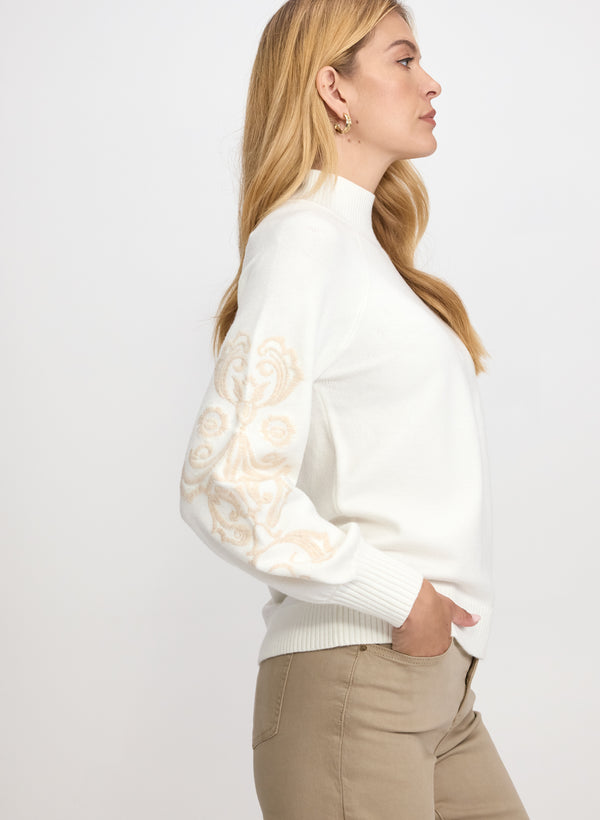 laura Embroidered Sleeve Sweater