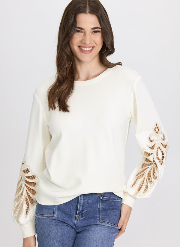 laura Embroidered Sleeve Top