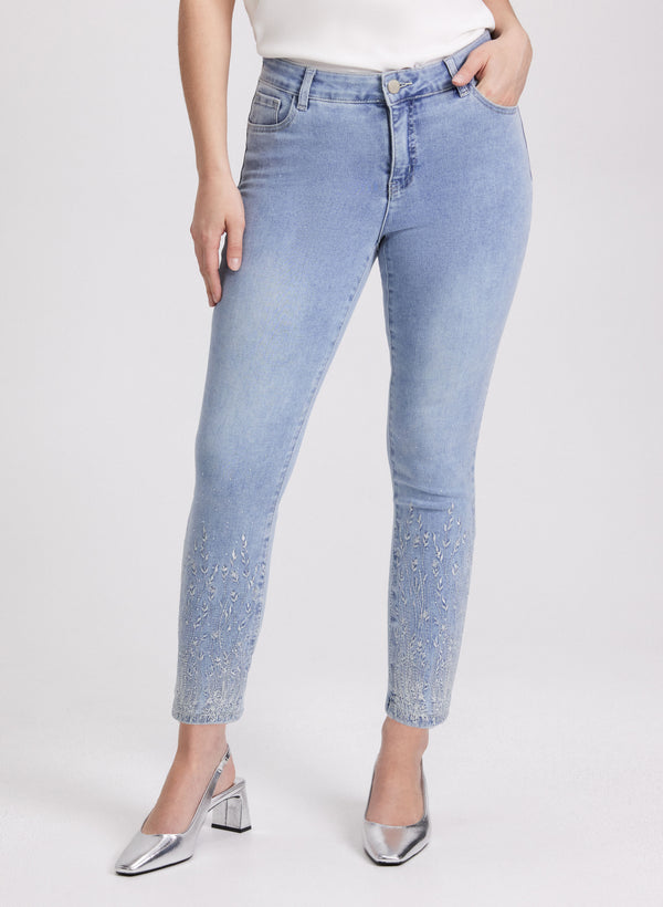 laura Embroidered Slim-Leg Jeans