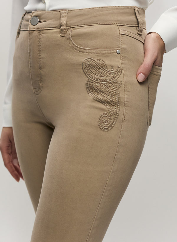 Laura Embroidered Straight Leg Denim Pants