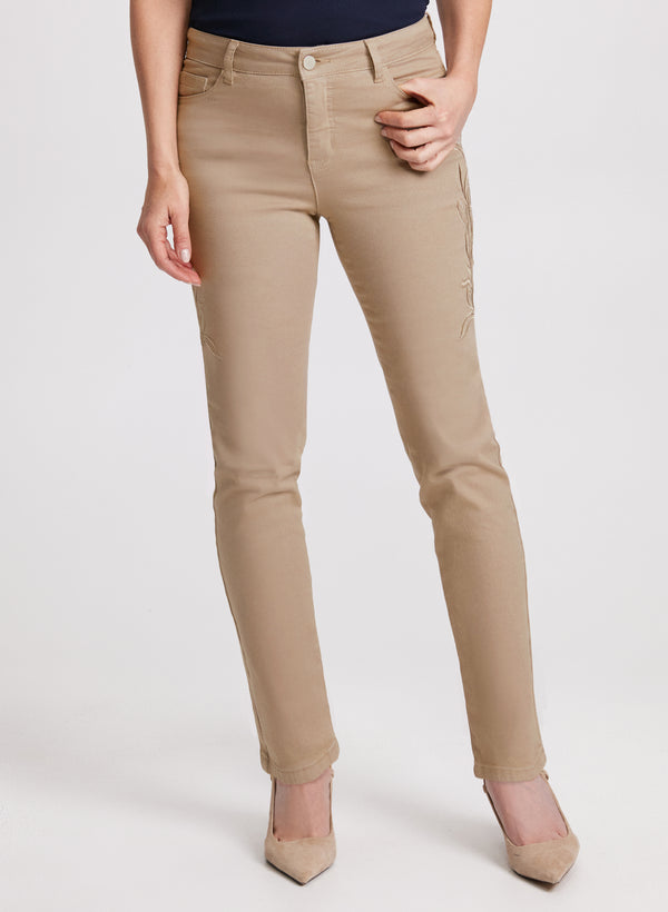 laura Embroidered Straight Leg Jeans