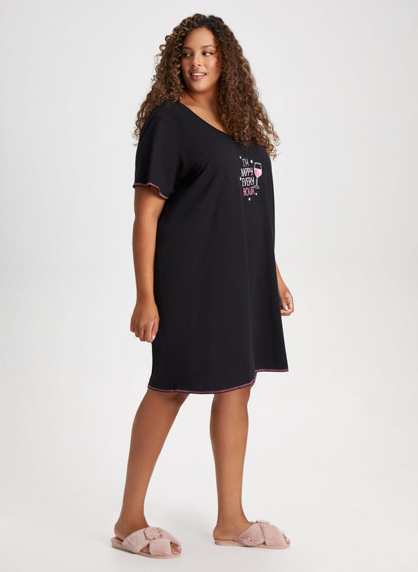 Laura Embroidered Text Nightshirt