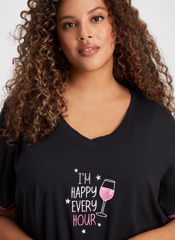 Laura Embroidered Text Nightshirt