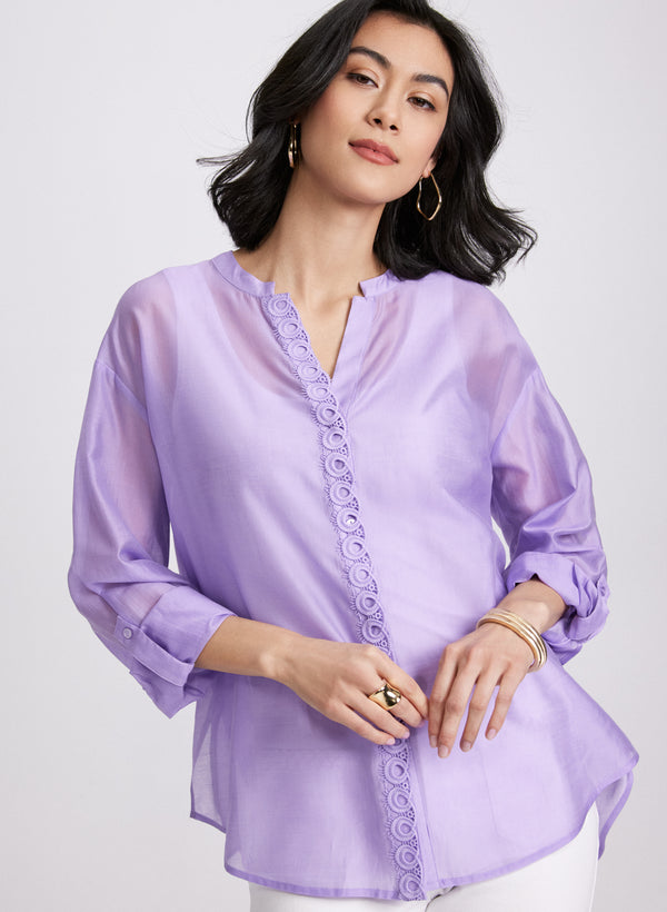 laura Embroidered Trim Blouse
