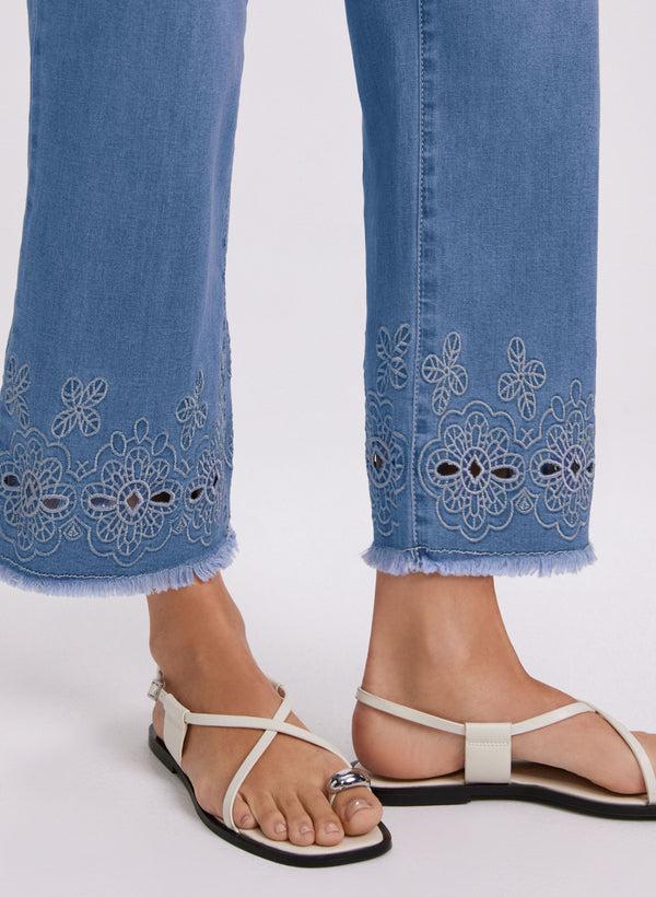 Laura Embroidered Wide-Leg Jeans