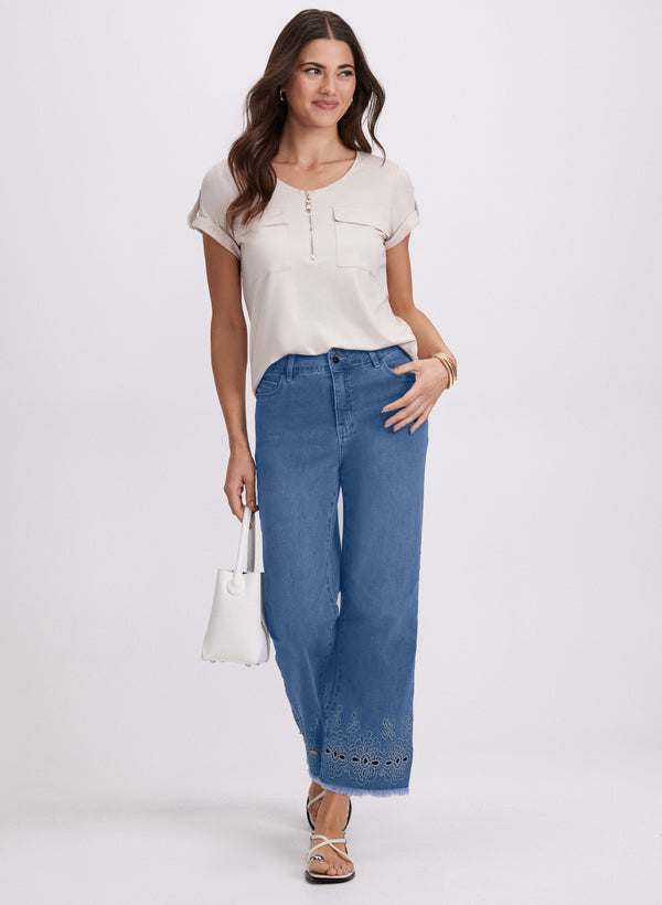 Laura Embroidered Wide-Leg Jeans