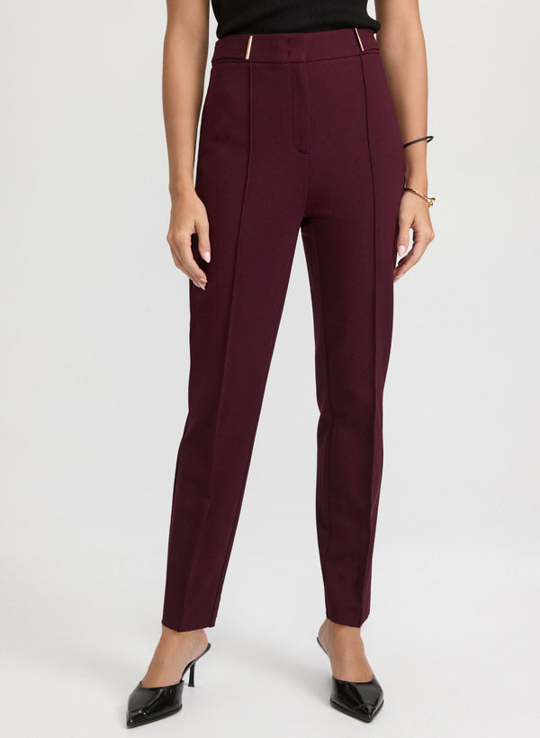 laura Emma Bar Trim Slim-Leg Pants