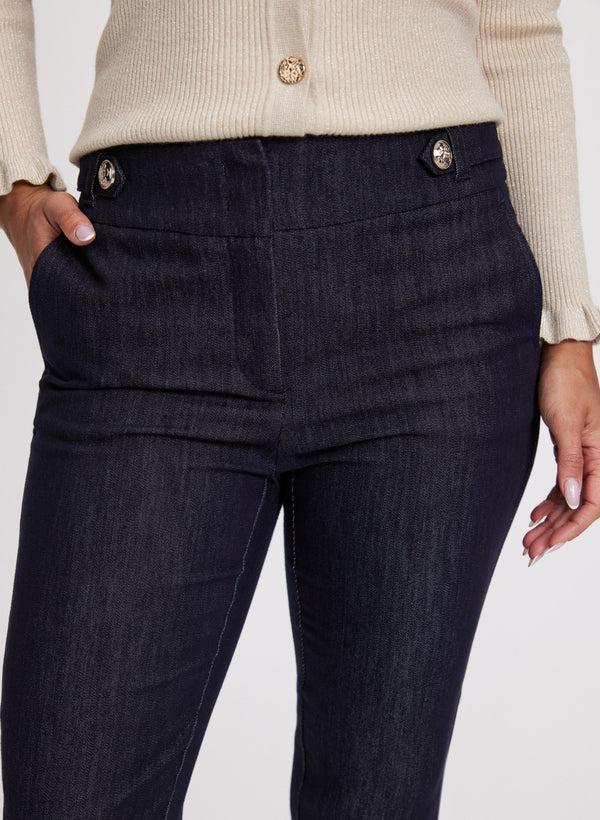 Laura Emma Button Detail Slim-Leg Pants – Short