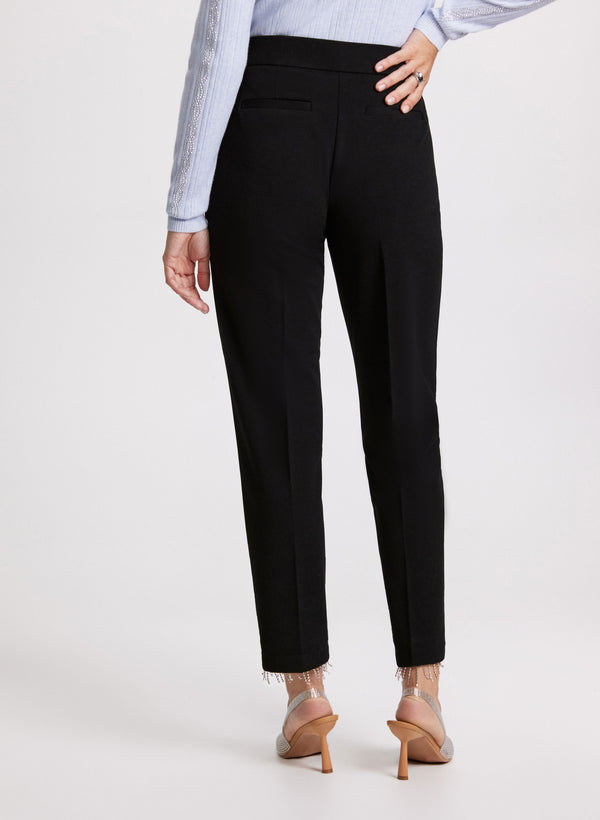 Laura Emma Crystal Fringe Slim-Leg Pants