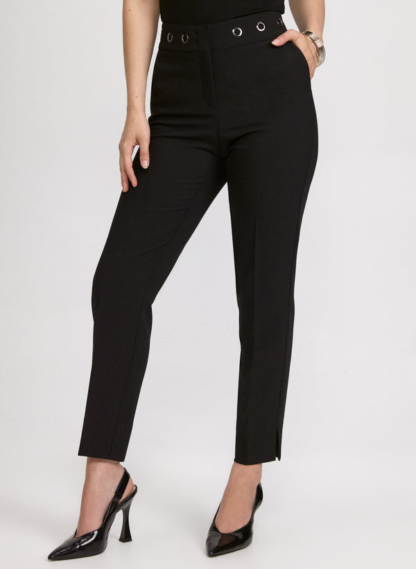 laura Emma Grommet Trim Slim-Leg Pants