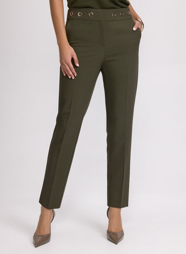 laura Emma Grommet Trim Slim-Leg Pants