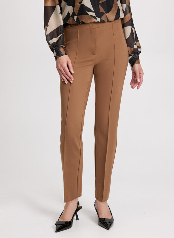 laura Emma Pintuck Detail Slim-Leg Pants – Regular