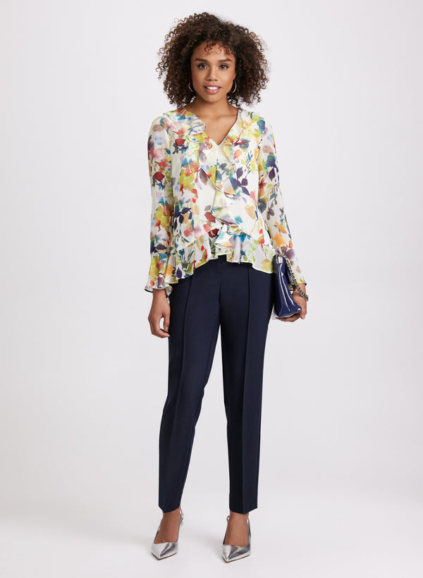 Laura Emma Seamed Slim-Leg Pants