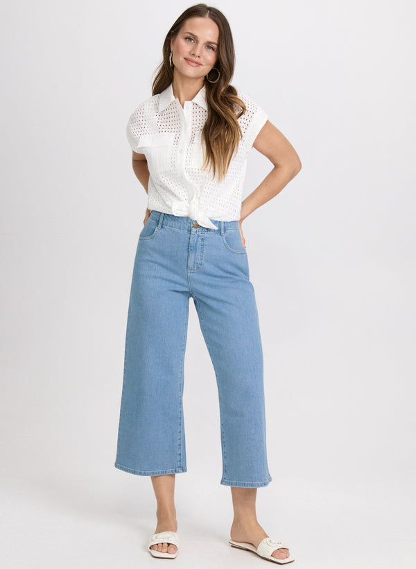 Laura Eyelet Button-Down Blouse