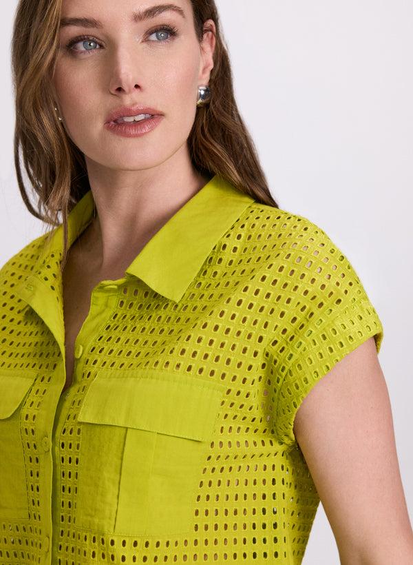 Laura Eyelet Button-Down Blouse