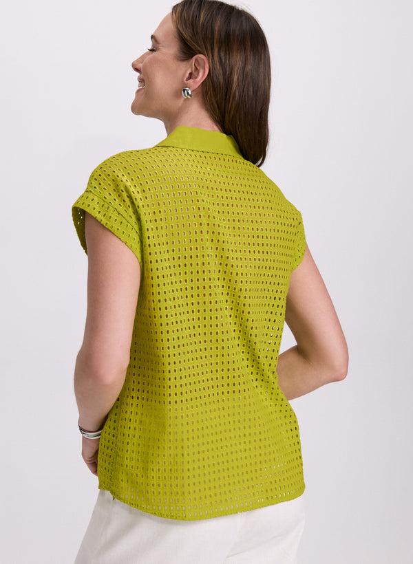 Laura Eyelet Button-Down Blouse