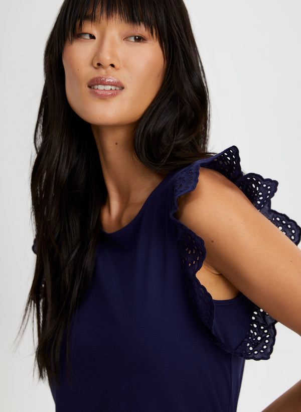 Laura Eyelet Cap Sleeve Tee