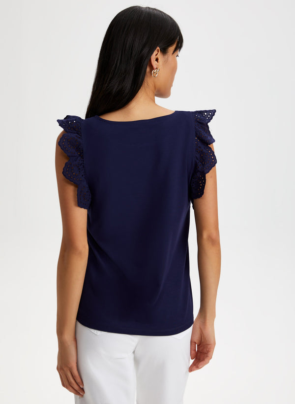 Laura Eyelet Cap Sleeve Tee