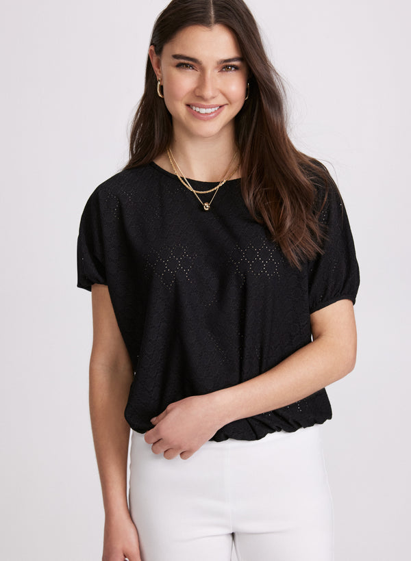 laura Eyelet Short Sleeve Top