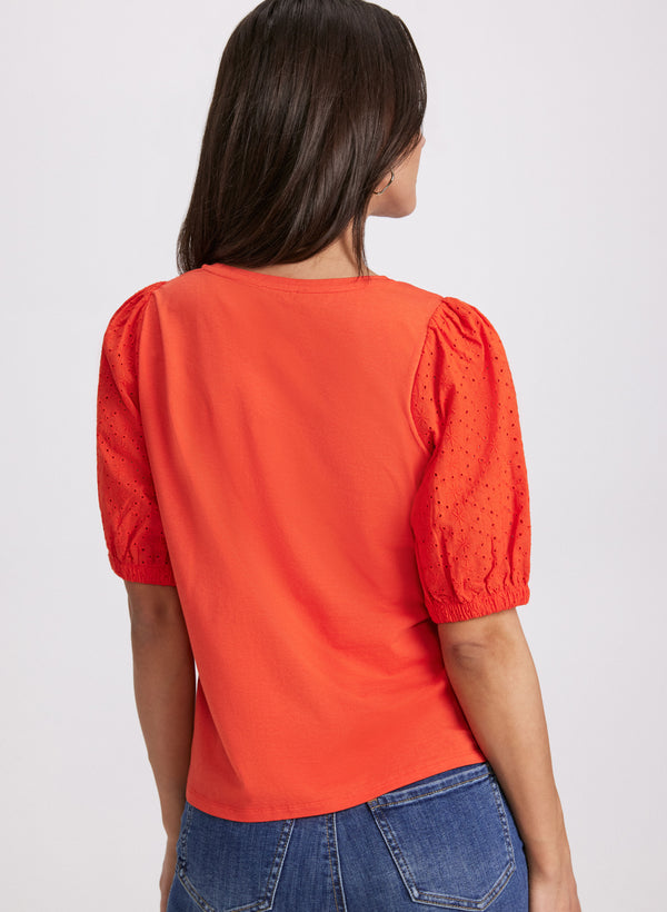 Laura Eyelet Sleeve T-Shirt