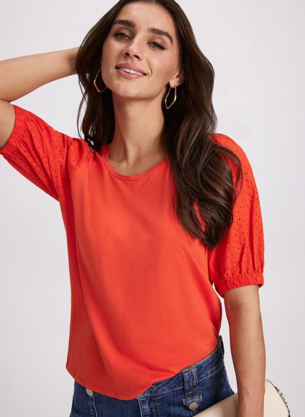 laura Eyelet Sleeve T-Shirt
