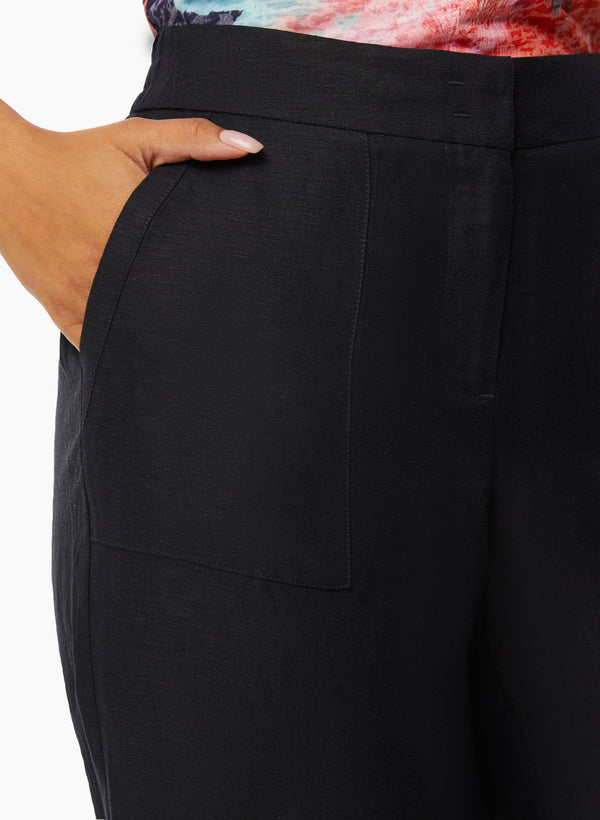 Laura Eyelet Trim Linen-Blend Pants