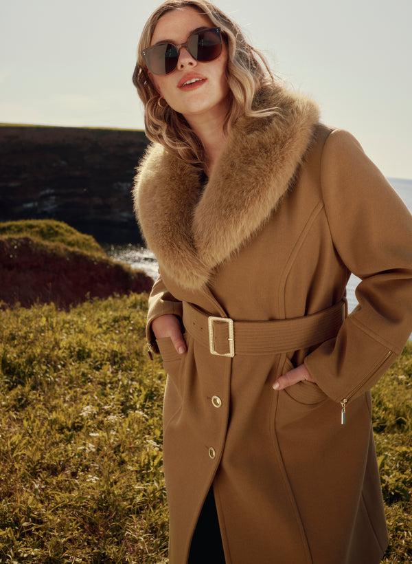 Laura Faux-Fur Collar Coat