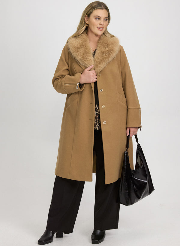 Laura Faux-Fur Collar Coat