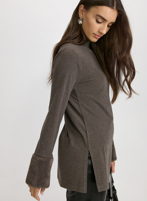 Laura Faux-Fur Cuff Top