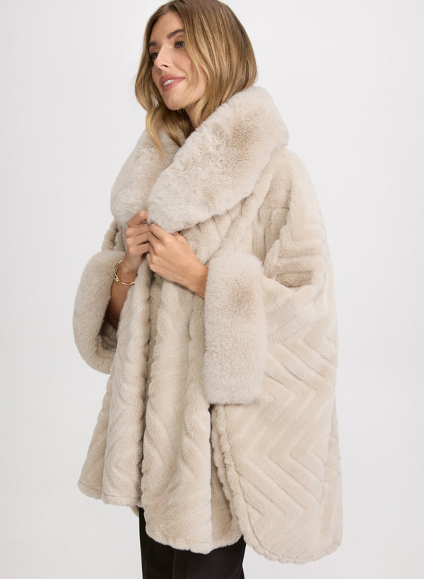 Laura Faux-Fur Poncho