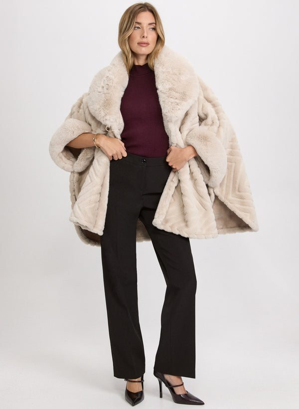 Laura Faux-Fur Poncho