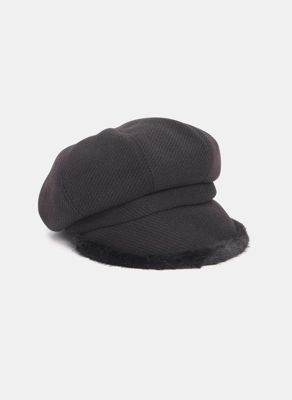 laura Faux-Fur Trim Cap