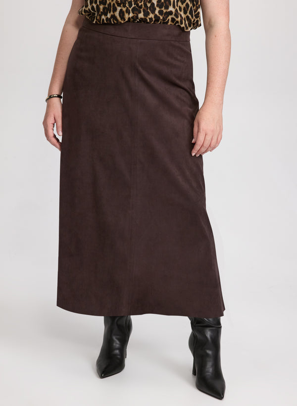 laura Faux-Suede Midi Skirt
