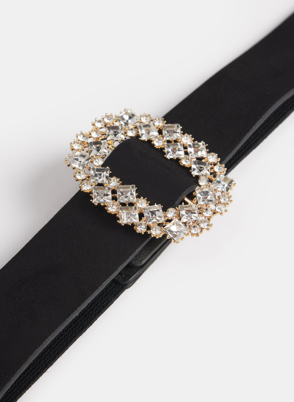 Laura Faux-Suede Rhinestone Embellished Belt