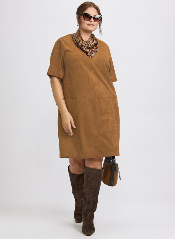 laura Faux-Suede Shirt Dress
